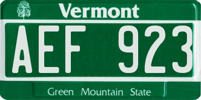VT license plate AEF923