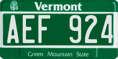 VT license plate AEF924