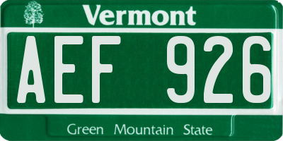 VT license plate AEF926