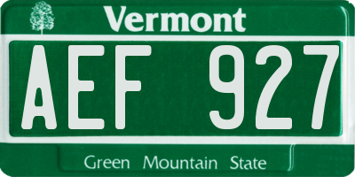 VT license plate AEF927