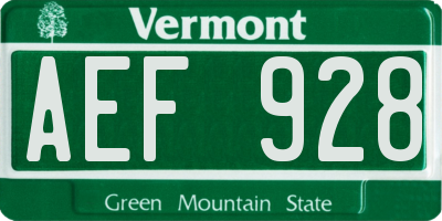VT license plate AEF928