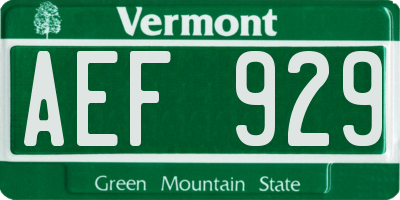 VT license plate AEF929
