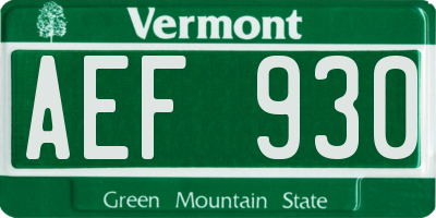 VT license plate AEF930