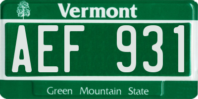 VT license plate AEF931