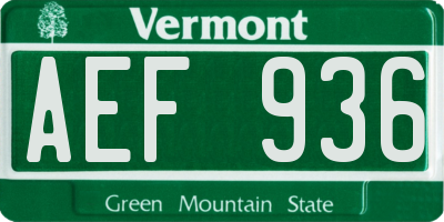VT license plate AEF936