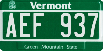 VT license plate AEF937