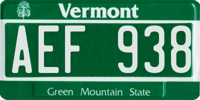 VT license plate AEF938