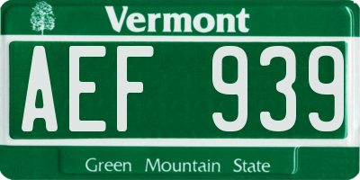 VT license plate AEF939