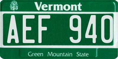 VT license plate AEF940