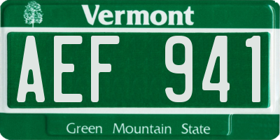 VT license plate AEF941
