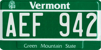 VT license plate AEF942