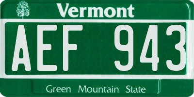 VT license plate AEF943