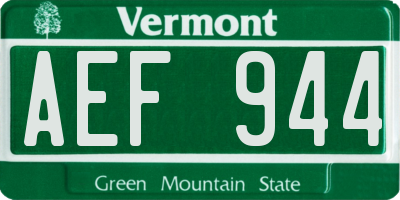 VT license plate AEF944
