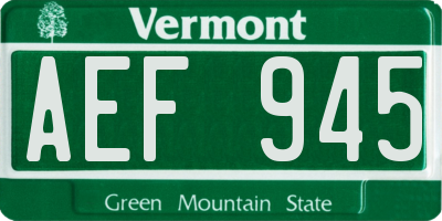 VT license plate AEF945
