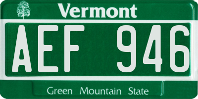 VT license plate AEF946