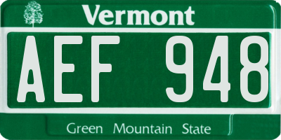 VT license plate AEF948