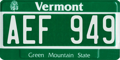 VT license plate AEF949