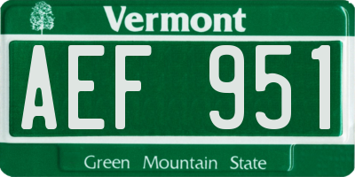 VT license plate AEF951