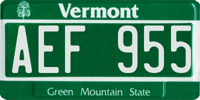 VT license plate AEF955