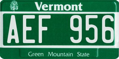 VT license plate AEF956