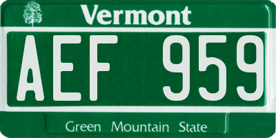 VT license plate AEF959