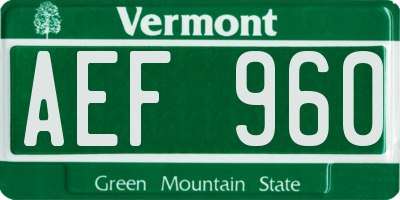 VT license plate AEF960