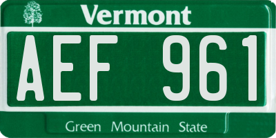 VT license plate AEF961