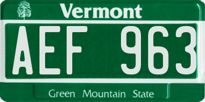 VT license plate AEF963