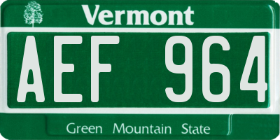 VT license plate AEF964