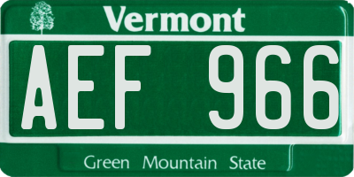 VT license plate AEF966