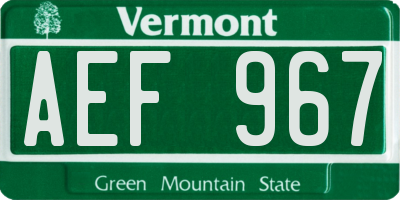 VT license plate AEF967
