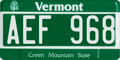 VT license plate AEF968