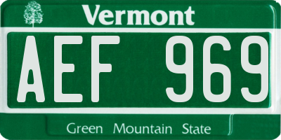 VT license plate AEF969