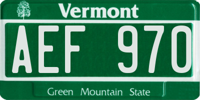 VT license plate AEF970