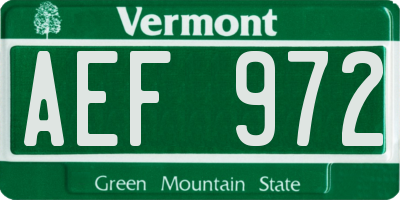 VT license plate AEF972
