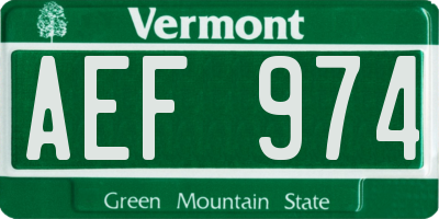 VT license plate AEF974