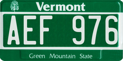 VT license plate AEF976