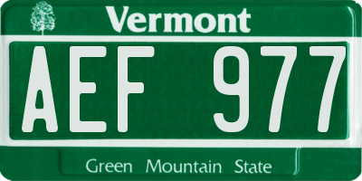 VT license plate AEF977