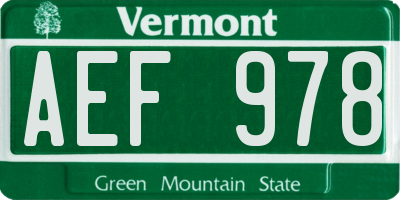 VT license plate AEF978