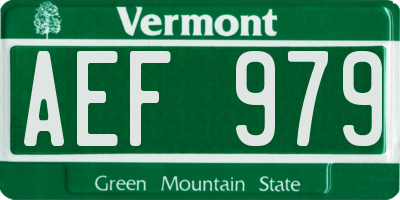 VT license plate AEF979