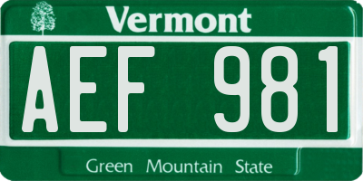 VT license plate AEF981
