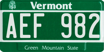 VT license plate AEF982