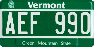VT license plate AEF990