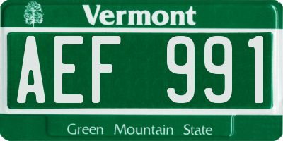 VT license plate AEF991