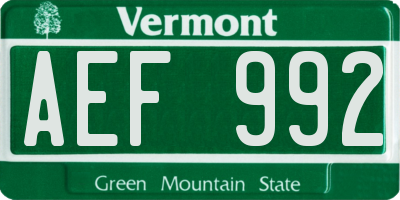 VT license plate AEF992