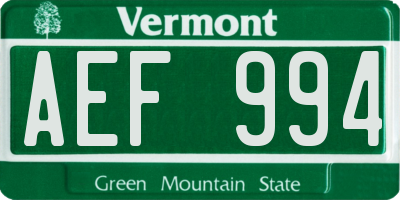 VT license plate AEF994