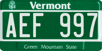 VT license plate AEF997