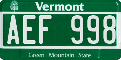 VT license plate AEF998