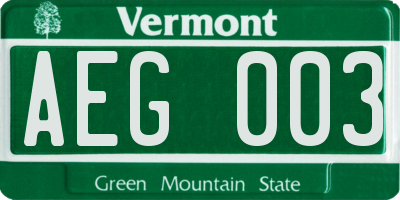 VT license plate AEG003