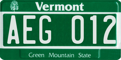 VT license plate AEG012